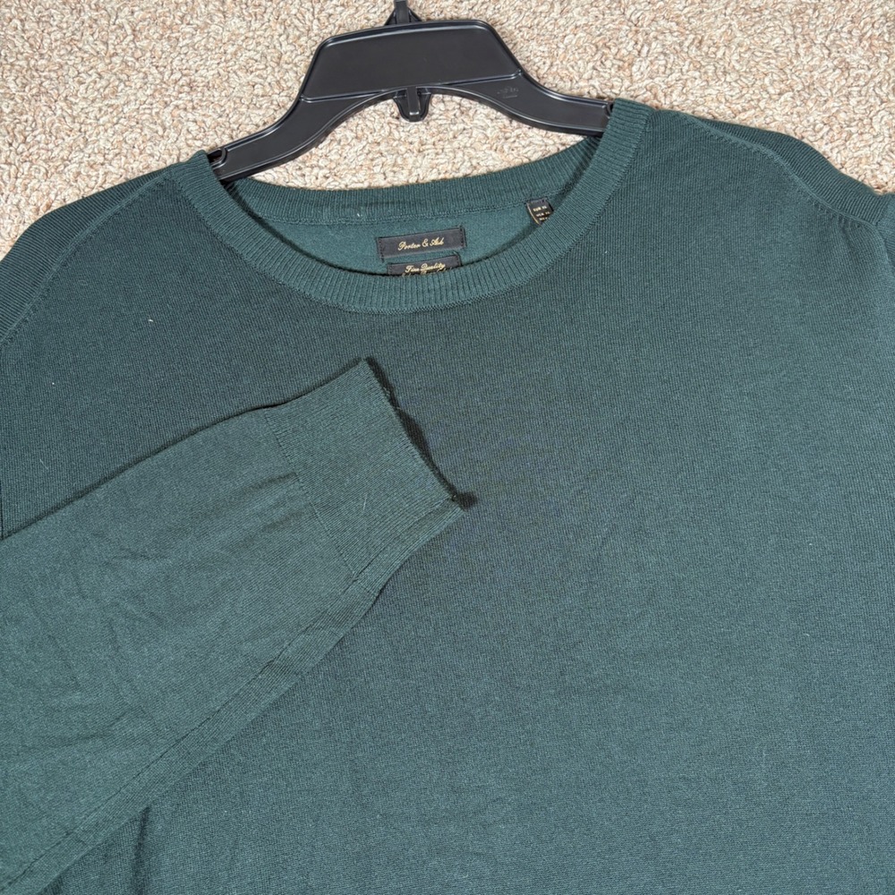 Porter‎ & Ash Mens XL Forest Green Viscose Blend Fine Knit Crewneck Sweater 9090